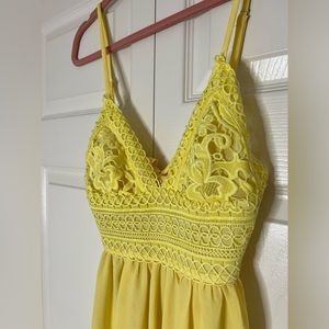 Xenia Yellow Lace Romper